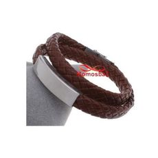 Bracelet Deux Tour Cuir MARRON Plaque Et Fermoir En Acier Inoxydable - Réglable au meilleur prix au Maroc
