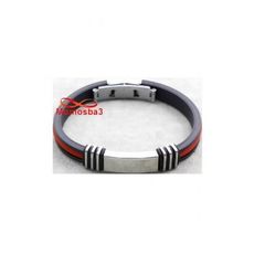 Bracelet En Silicone Noir + ROUGE Et Acier Inoxydable (Réglable) au meilleur prix au Maroc