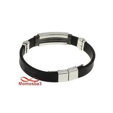 Bracelet en silicone et acier inoxydable argenté (réglable) au meilleur prix au Maroc