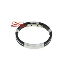 Bracelet En Silicone Noir + BLANC Et Acier Inoxydable (Réglable) au meilleur prix au Maroc