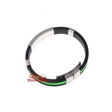 Bracelet En Silicone Noir + Vert Et Acier Inoxydable (Réglable) au meilleur prix au Maroc