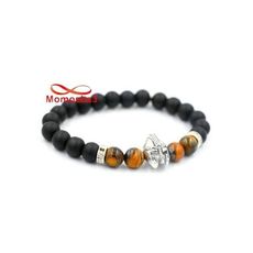 Agate Pierres Naturelle TIGER Eye + Noir Mat Avec Pendentif GLADIATOR au meilleur prix au Maroc