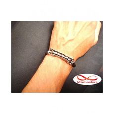 Bracelet cuir MARRON et acier inoxydable au meilleur prix au Maroc