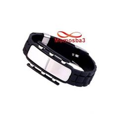 Bracelet En Silicone Noir Et Acier Inoxydable (Réglable) au meilleur prix au Maroc