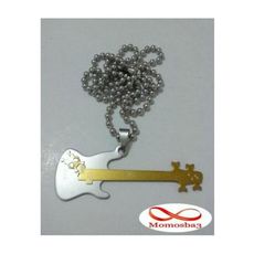 Chaine Avec Pendentif Guitar Argenté + DORE Acier Inoxydable au meilleur prix au Maroc