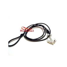 Bracelet Ancre Marine USA Cuir Naturelle Noir Unisex - Réglable au meilleur prix au Maroc