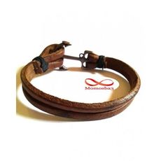 Bracelet Marine En Cuir MARRON Ancre BRONZE (Réglable) au meilleur prix au Maroc
