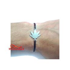 Bracelet Fil Noir Réglable Avec Pendentif Marijuana En Acier Inoxydable - Unisex au meilleur prix au Maroc