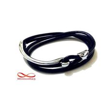 Bracelet En Cuir Noir Fermoir En Acier Inoxydable - Unisex au meilleur prix au Maroc