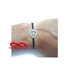 Bracelet Fil Noir Réglable Avec Pendentif PEACE & LOVE En Acier Inoxydable - Unisex au meilleur prix au Maroc