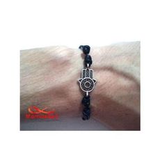 Bracelet Fil Noir Réglable Avec Pendentif Khmissa Argenté - Unisex au meilleur prix au Maroc