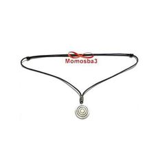 Collier Fil Noir Réglable Avec Pendentif Noir Argenté - Unisex au meilleur prix au Maroc