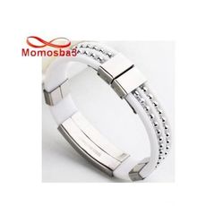 Bracelet En Acier Inoxydable Argenté Et Silicone BLANC (Réglable) au meilleur prix au Maroc