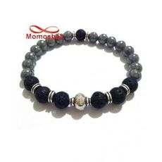 Agate Pierre Naturelle GRIS + Noir - Unisex au meilleur prix au Maroc