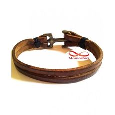 Bracelet Marine En Cuir MARRON Ancre BRONZE (Réglable) au meilleur prix au Maroc
