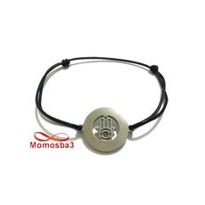 Bracelet Fil Noir Réglable Avec Pendentif Khmissa En Acier Inoxydable Avec Pierres - Unisex au meilleur prix au Maroc