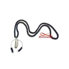 Collier Agate Verre Noir Avec Pendentif Plume a La Mode - Unisex au meilleur prix au Maroc