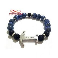 Agate Pierre Naturelle Avec Pendentif Ancre Vikings Argenté - Unisex au meilleur prix au Maroc