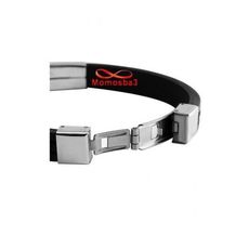 Bracelet En Silicone Noir + MARRON Et Acier Inoxydable Argenté (Réglable) au meilleur prix au Maroc
