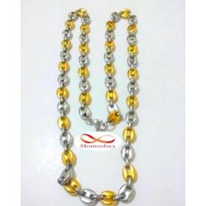 Chaîne Grain De Café De Taille Moyenne Argent Et DORE En Acier Inoxydable au meilleur prix au Maroc