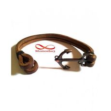 Bracelet Marine En Cuir MARRON Ancre BRONZE (Réglable) au meilleur prix au Maroc