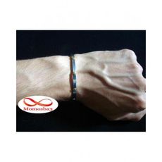 Bracelet En Acier Inoxydable Argent Avec bouton DORE au meilleur prix au Maroc