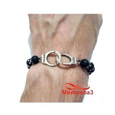 Agate Pierres Noir Mat Sur Fil Réglable Avec Pendentif Menotte Argenté - Unisex au meilleur prix au Maroc