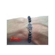 Agate Bracelet Hématite Avec Pendentif Khmissa Unisex - Fil Réglable au meilleur prix au Maroc
