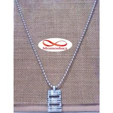 Chaine Maille Boule + Pendentif Plaque Argent - Acier Inoxydable au meilleur prix au Maroc