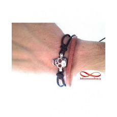 Bracelet Tête De Mort Cuir MARRON + Noir (Fil Réglable) au meilleur prix au Maroc