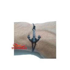 Bracelet Fil Noir Réglable Avec Pendentif Ancre Marine - Unisex au meilleur prix au Maroc