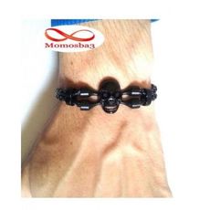 Bracelet Cuir Noir Tressé Avec Pendentif Tête de Mort Noir au meilleur prix au Maroc