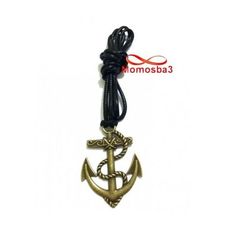Collier Fil Noir Réglable Avec Pendentif Ancre Marine BRONZE - Unisex au meilleur prix au Maroc