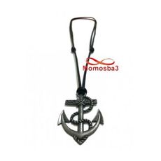 Collier Fil Noir Réglable Avec Pendentif Ancre Marine Argenté - Unisex au meilleur prix au Maroc