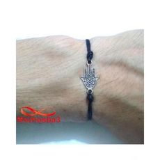 Bracelet Fil Noir Réglable Avec Pendentif Khmissa Argent Charm - Unisex au meilleur prix au Maroc