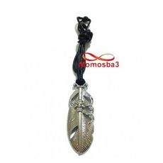 Collier Fil Noir Réglable Avec Pendentif Plume Tete De Mort Argenté - Unisex au meilleur prix au Maroc