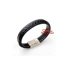 Bracelet Plexus De Cuir Noir Avec Fermoir Magnétique En Acier Inoxydable au meilleur prix au Maroc