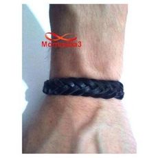 Bracelet Torsadé Cuir Noir Et Fil Réglable - Unisex au meilleur prix au Maroc