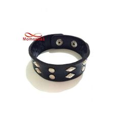Bracelet Skaï Noir Avec Bouton Unisex  Réglable au meilleur prix au Maroc