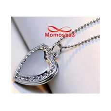 Chaîne Et Pendentif Cœur Charme Avec Pierres  - Argenté au meilleur prix au Maroc