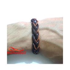 Bracelet Torsadé Cuir + Fil MARRON Fermoir Fil Réglable - Unisex au meilleur prix au Maroc