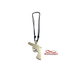 Collier Fil Noir Réglable Avec Pendentif Pistolet Argenté En Acier Inoxydable au meilleur prix au Maroc