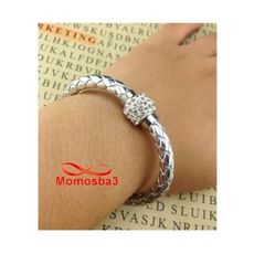 Bracelet Cuir GRIS Avec Fermoir Magnétique Pierre Cristal au meilleur prix au Maroc