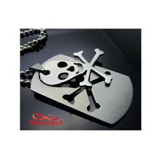 Chaine Paque Militaire Pendentif Tête De Mort - Acier Inoxydable au meilleur prix au Maroc