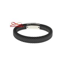 Bracelet Cuir Noir Avec Fermoir Magnétique - Unisex au meilleur prix au Maroc