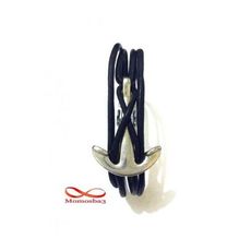 Bracelet Ancre Cuir Noir + Fermoir Acier Inoxydable (Réglable) au meilleur prix au Maroc