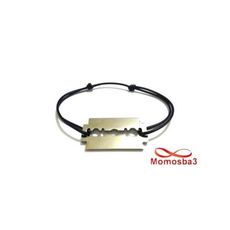 Bracelet Fil Noir Réglable Avec Pendentif Rasoir En Acier Inoxydable - Unisex au meilleur prix au Maroc