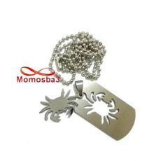 CHAINE ET PLAQUE MILITAIRE AVEC PENDENTIF - ACIER INOXYDABLE au meilleur prix au Maroc