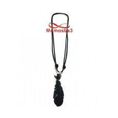 Collier Fil Noir Réglable Avec Pendentif Plume 2 Faces Noir + BRONZE (Unisex) au meilleur prix au Maroc