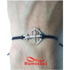 Bracelet Fil Noir Réglable Avec Pendentif Grand Ancre Marine  Argenté Charm au meilleur prix au Maroc